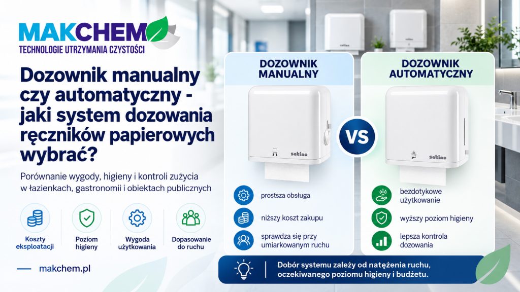 Dozownik manualny czy automatyczny - jaki system dozowania ręczników papierowych wybrać